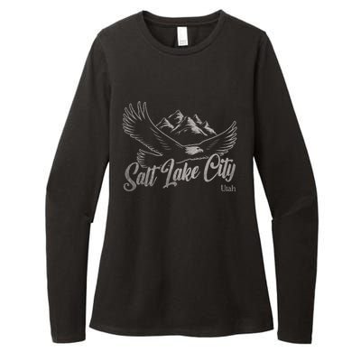 Vintage Salt Lake City Utah Mountains Hiking Outdoors Womens CVC Long Sleeve Shirt