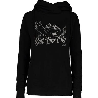 Vintage Salt Lake City Utah Mountains Hiking Outdoors Womens Funnel Neck Pullover Hood