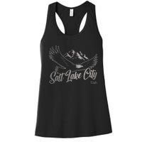 Vintage Salt Lake City Utah Mountains Hiking Outdoors Women's Racerback Tank