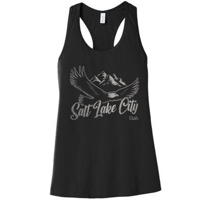 Vintage Salt Lake City Utah Mountains Hiking Outdoors Women's Racerback Tank