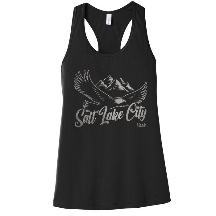 Vintage Salt Lake City Utah Mountains Hiking Outdoors Women's Racerback Tank