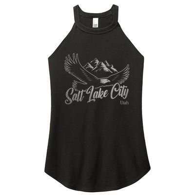 Vintage Salt Lake City Utah Mountains Hiking Outdoors Women's Perfect Tri Rocker Tank