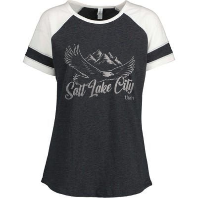 Vintage Salt Lake City Utah Mountains Hiking Outdoors Enza Ladies Jersey Colorblock Tee