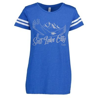 Vintage Salt Lake City Utah Mountains Hiking Outdoors Enza Ladies Jersey Football T-Shirt