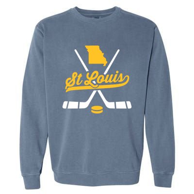 Vintage St Louis Ice Hockey Sticks Sports Team Fan Gift Garment-Dyed Sweatshirt