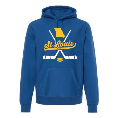 Vintage St Louis Ice Hockey Sticks Sports Team Fan Gift Premium Hoodie