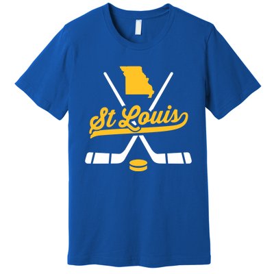 Vintage St Louis Ice Hockey Sticks Sports Team Fan Gift Premium T-Shirt