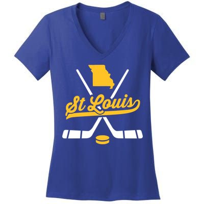 Vintage St Louis Ice Hockey Sticks Sports Team Fan Gift Women's V-Neck T-Shirt