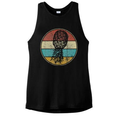 Vintage Swinger Lifestyle Retro Upside Down Pineapple Ladies PosiCharge Tri-Blend Wicking Tank