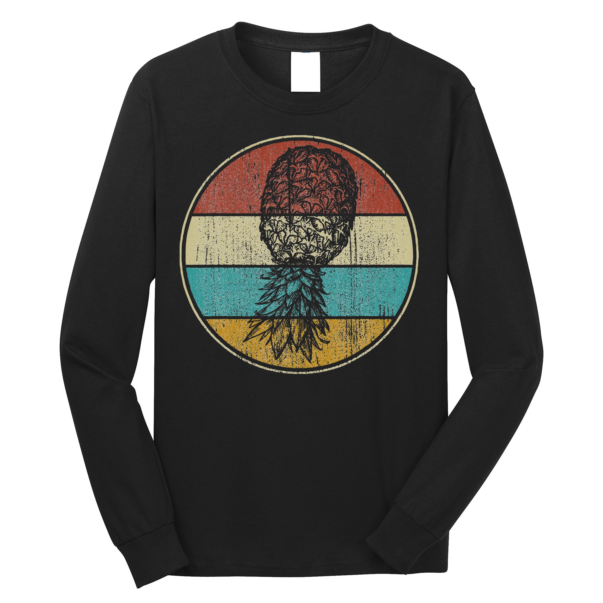 Vintage Swinger Lifestyle Retro Upside Down Pineapple Long Sleeve Shirt
