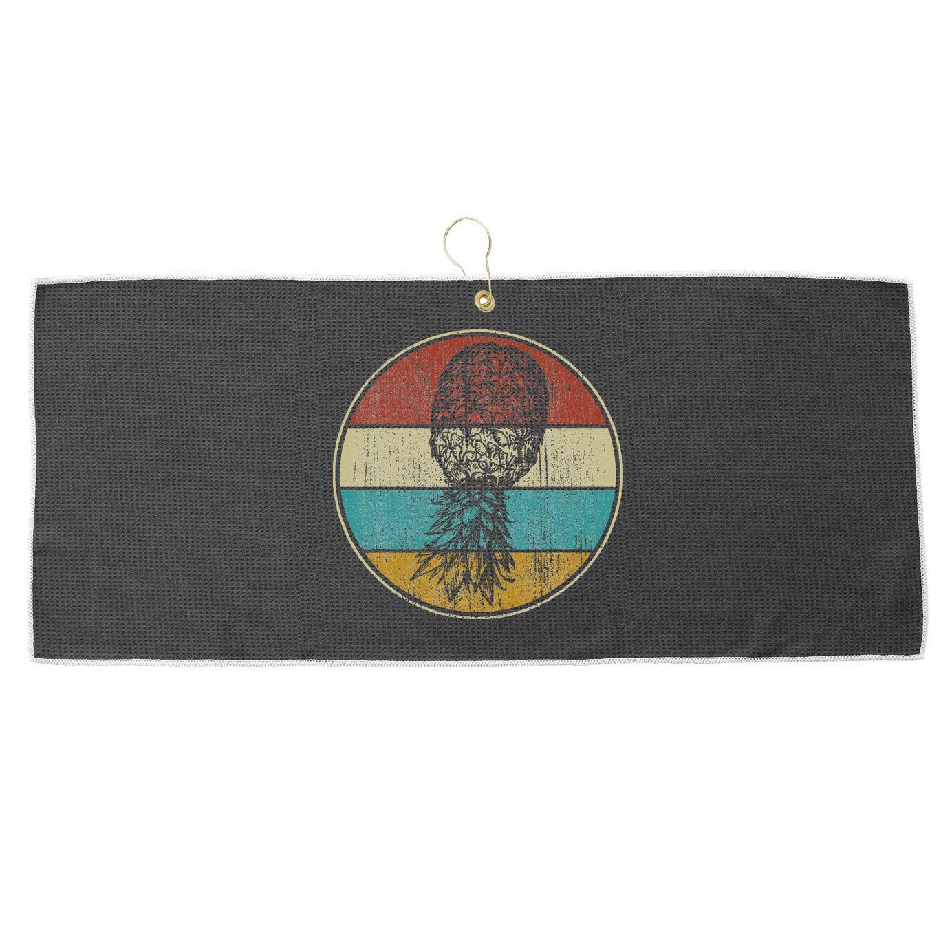 Vintage Swinger Lifestyle Retro Upside Down Pineapple Large Microfiber Waffle Golf Towel