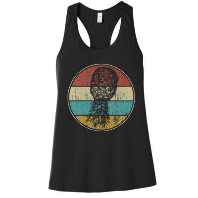 Vintage Swinger Lifestyle Retro Upside Down Pineapple Women's Racerback Tank