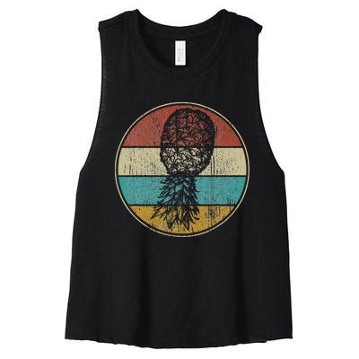 Vintage Swinger Lifestyle Retro Upside Down Pineapple Women's Racerback Cropped Tank