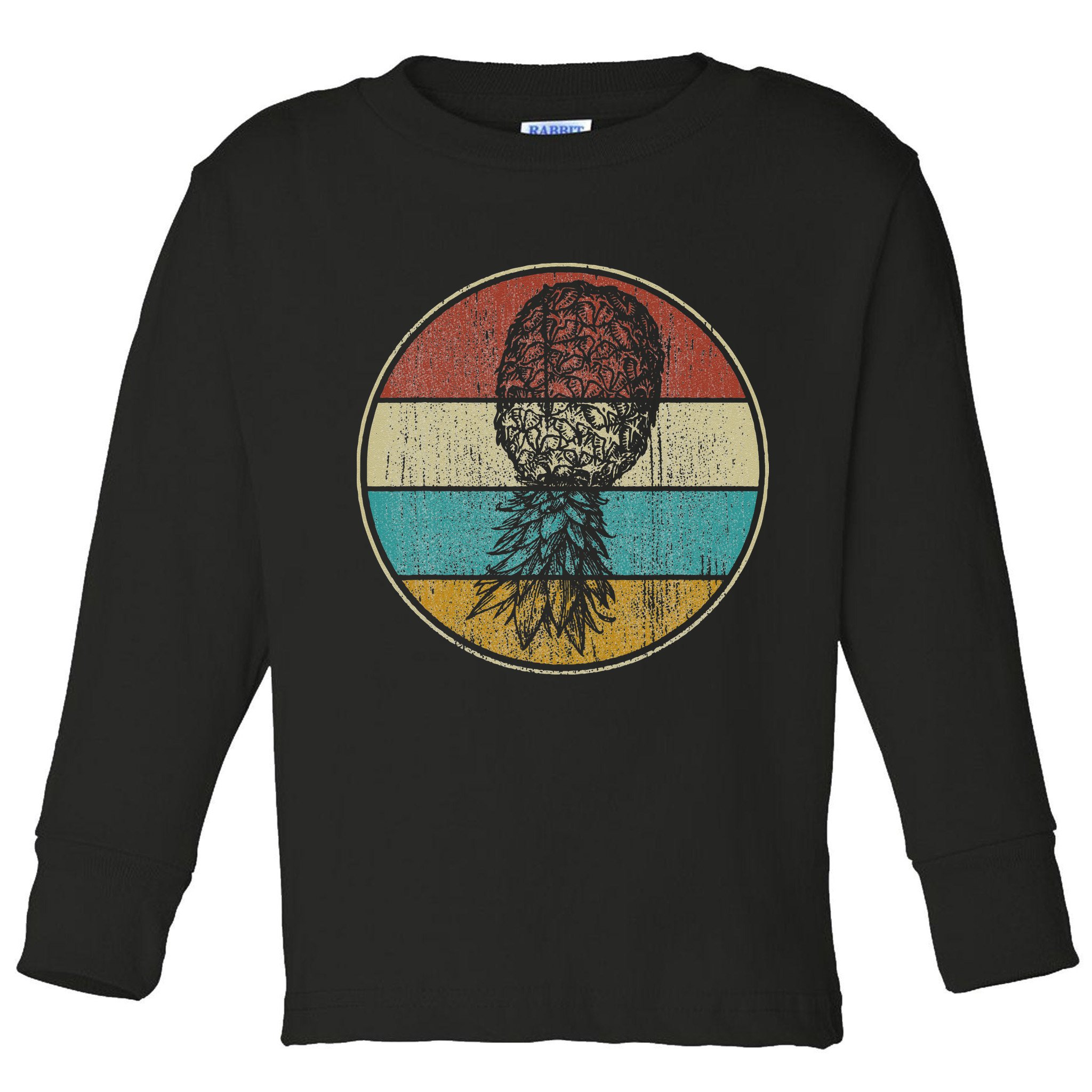 Vintage Swinger Lifestyle Retro Upside Down Pineapple Toddler Long Sleeve Shirt