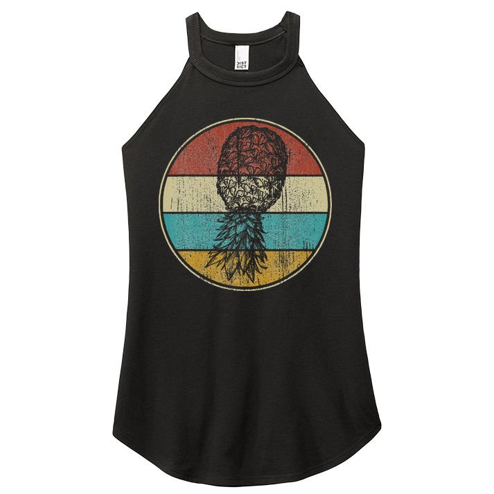 Vintage Swinger Lifestyle Retro Upside Down Pineapple Women's Perfect Tri Rocker Tank