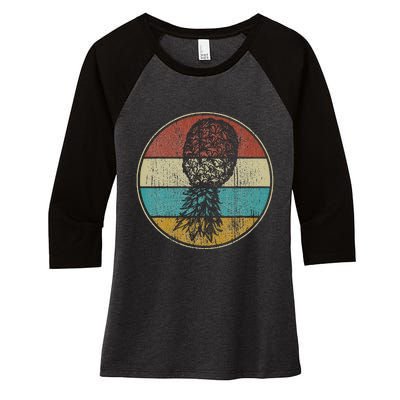 Vintage Swinger Lifestyle Retro Upside Down Pineapple Women's Tri-Blend 3/4-Sleeve Raglan Shirt