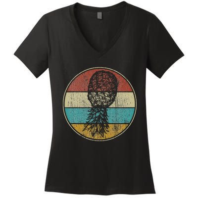 Vintage Swinger Lifestyle Retro Upside Down Pineapple Women's V-Neck T-Shirt