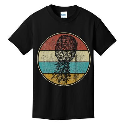 Vintage Swinger Lifestyle Retro Upside Down Pineapple Kids T-Shirt