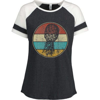 Vintage Swinger Lifestyle Retro Upside Down Pineapple Enza Ladies Jersey Colorblock Tee