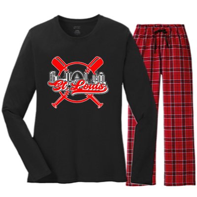 Vintage St. Louis Baseball Women's Long Sleeve Flannel Pajama Set 