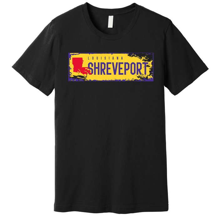 Vintage Sign Louisiana Map Shreveport Hometown Pride Premium T-Shirt