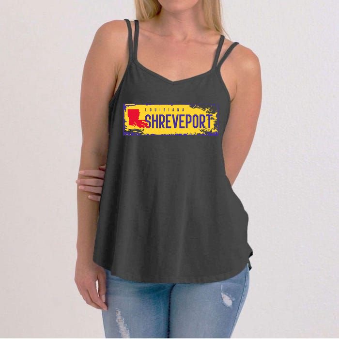 Vintage Sign Louisiana Map Shreveport Hometown Pride Women's Strappy Tank