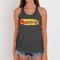 Vintage Sign Louisiana Map Shreveport Hometown Pride Women's Knotted Racerback Tank