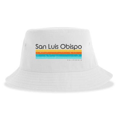 Vintage San Luis Obispo California Ca Retro Design Sustainable Bucket Hat