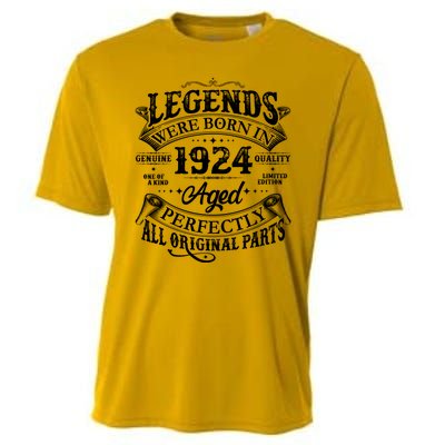 Vintage Scroll Legends Were Born In 1924 Aged Perfectly 100th Birthday Cooling Performance Crew T-Shirt