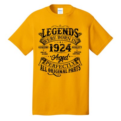 Vintage Scroll Legends Were Born In 1924 Aged Perfectly 100th Birthday Tall T-Shirt