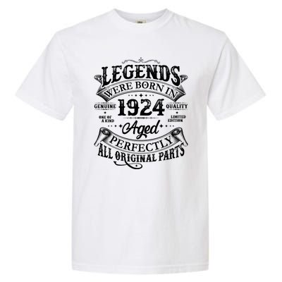 Vintage Scroll Legends Were Born In 1924 Aged Perfectly 100th Birthday Garment-Dyed Heavyweight T-Shirt