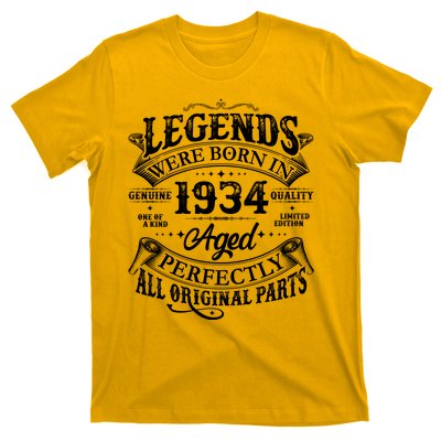 Vintage Scroll Legends Were Born In 1934 Aged Perfectly 90th Birthday T-Shirt