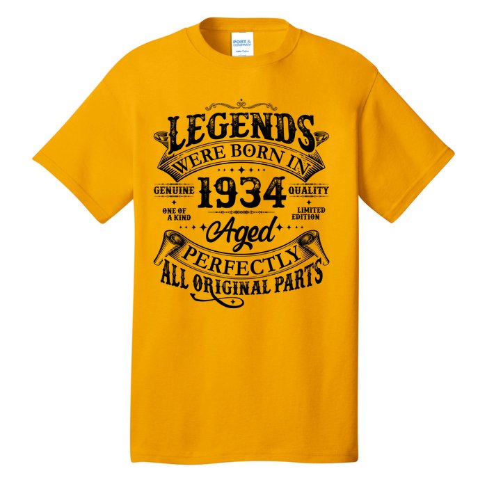 Vintage Scroll Legends Were Born In 1934 Aged Perfectly 90th Birthday Tall T-Shirt