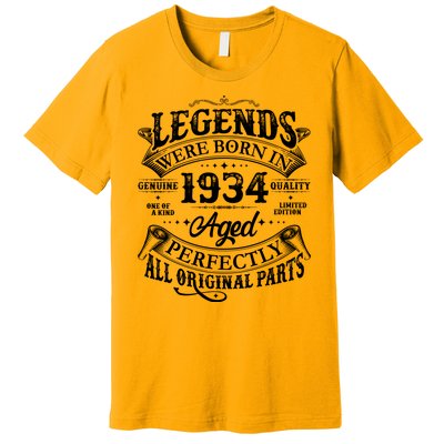 Vintage Scroll Legends Were Born In 1934 Aged Perfectly 90th Birthday Premium T-Shirt