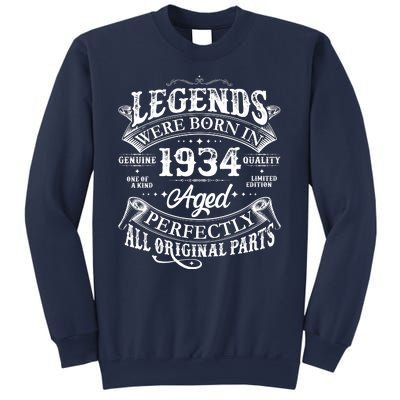 Vintage Scroll Legends Were Born In 1934 Aged Perfectly 90th Birthday Sweatshirt