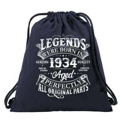 Vintage Scroll Legends Were Born In 1934 Aged Perfectly 90th Birthday Drawstring Bag