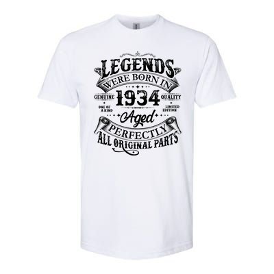 Vintage Scroll Legends Were Born In 1934 Aged Perfectly 90th Birthday Softstyle CVC T-Shirt