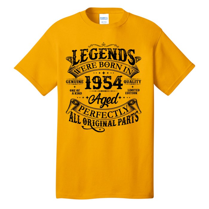 Vintage Scroll Legends Were Born In 1954 Aged Perfectly 70th Birthday Tall T-Shirt