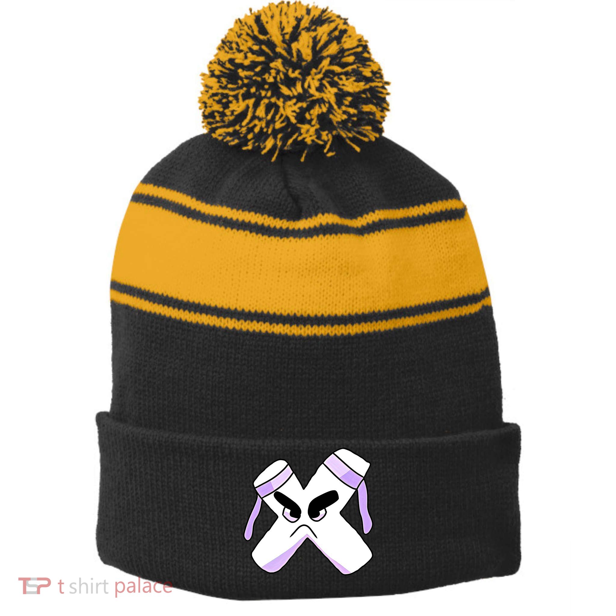 Villain Strong Letter X Alphabet Lore Stripe Pom Pom Beanie