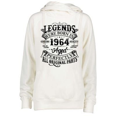 Vintage Scroll Legends Were Born In 1964 Aged Perfectly 60th Birthday Womens Funnel Neck Pullover Hood