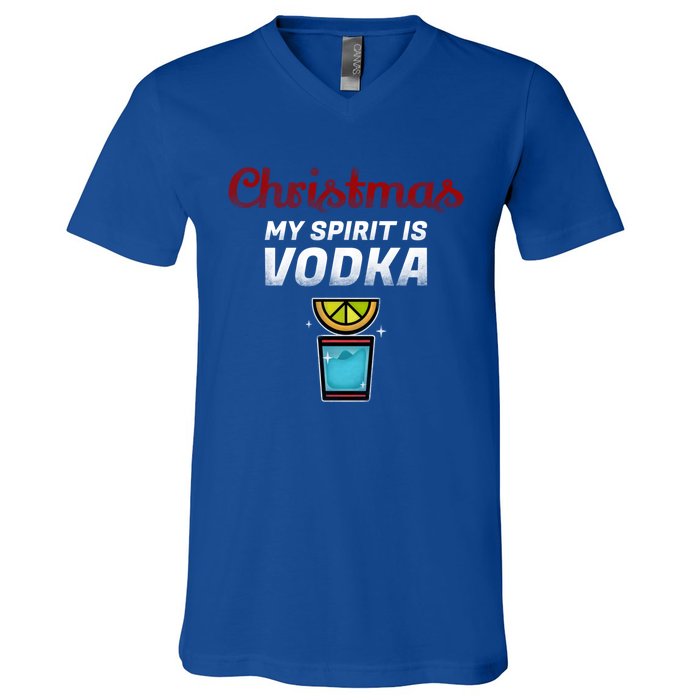 Vodka Spirit Lemon Graphic My Christmas Spirit Gift V-Neck T-Shirt