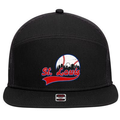 Vintage St. Louis City Downtown Skylines Baseball Fans Lover 7 Panel Mesh Trucker Snapback Hat