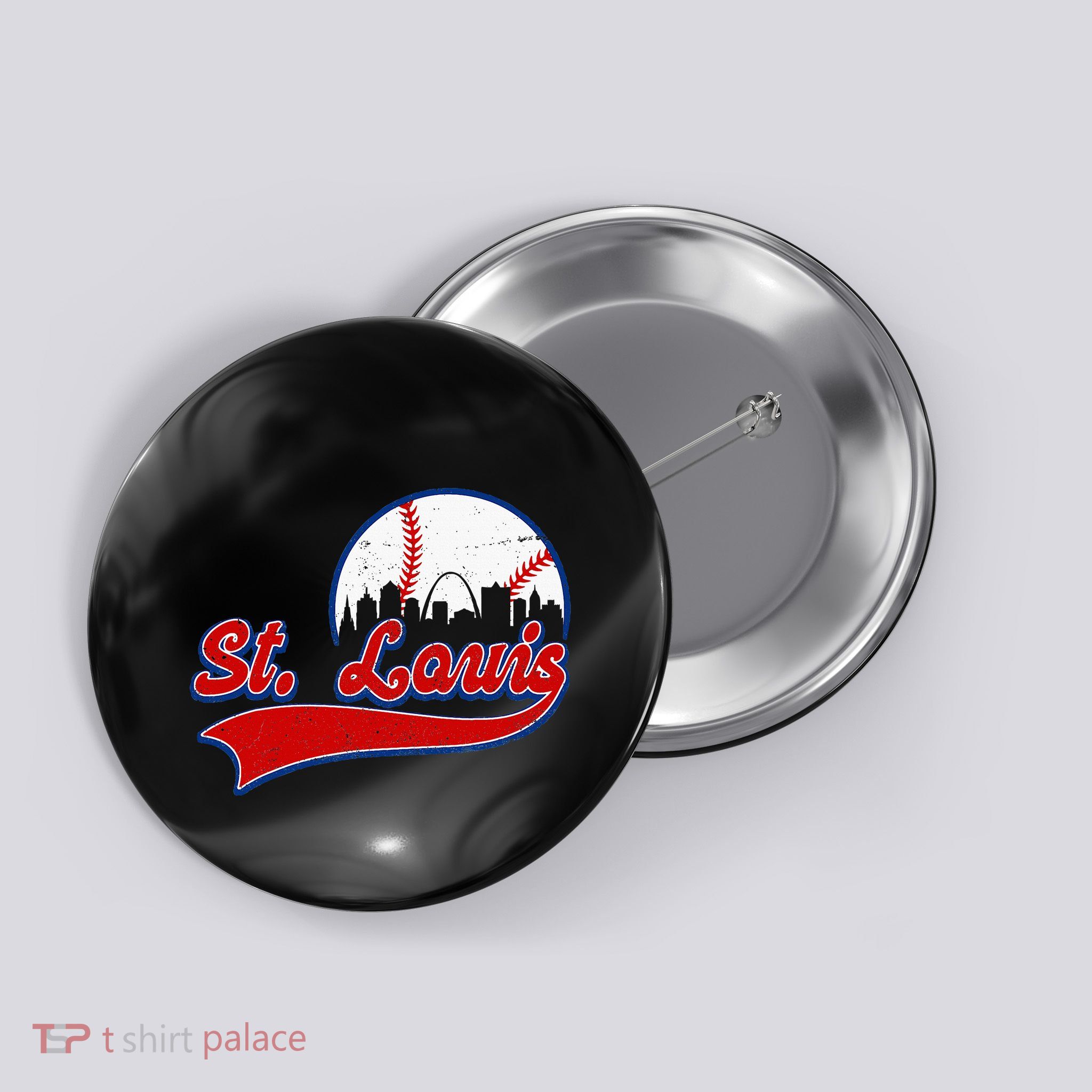 Vintage St. Louis City Downtown Skylines Baseball Fans Lover Button