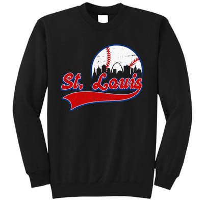 Vintage St. Louis City Downtown Skylines Baseball Fans Lover Tall Sweatshirt