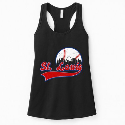 Vintage St. Louis City Downtown Skylines Baseball Fans Lover Womens Tank Top