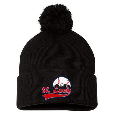 Vintage St. Louis City Downtown Skylines Baseball Fans Lover Pom Pom 12in Knit Beanie