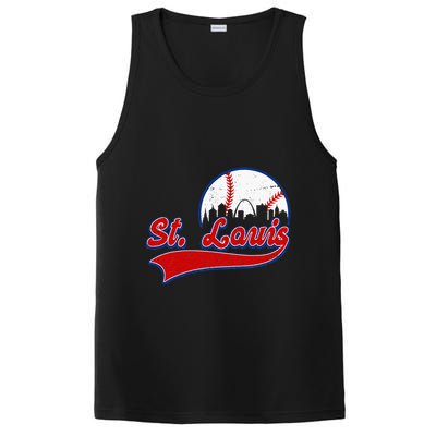 Vintage St. Louis City Downtown Skylines Baseball Fans Lover PosiCharge Competitor Tank