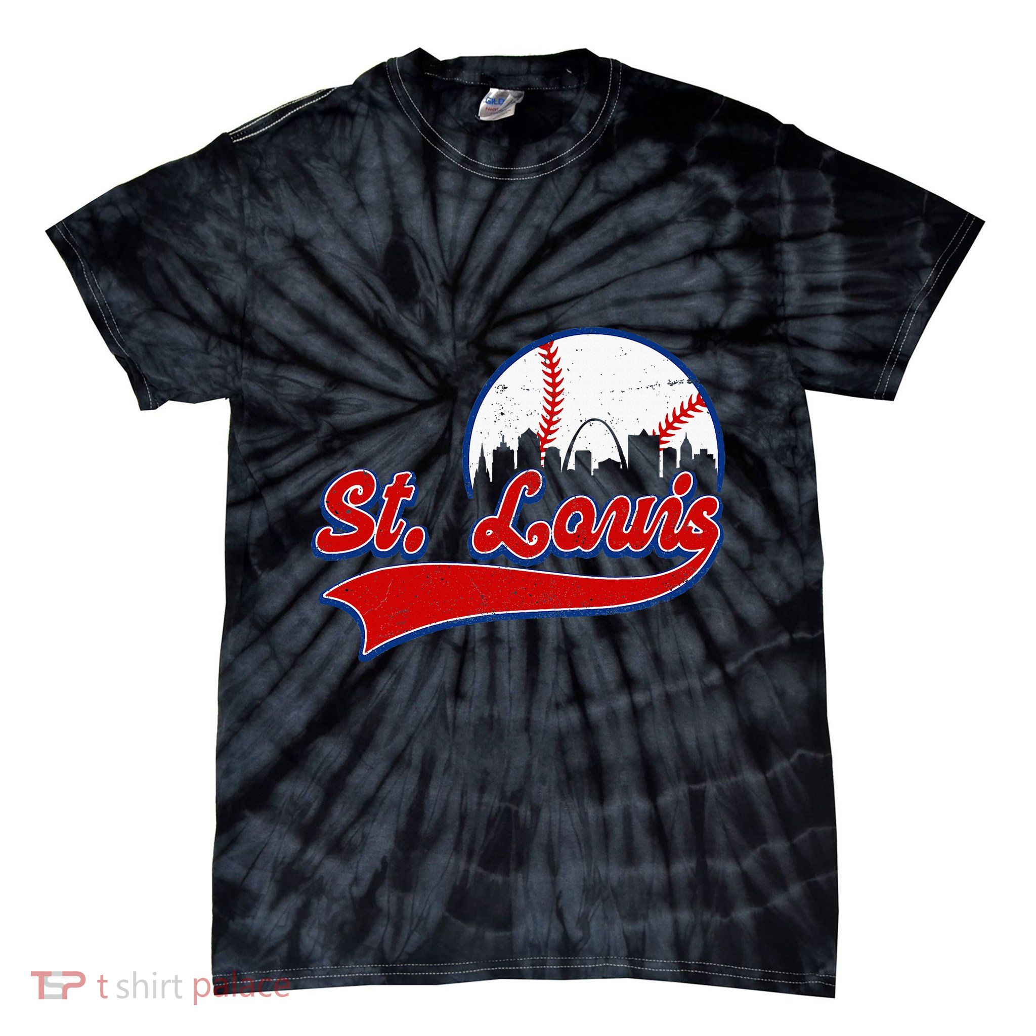 Vintage St. Louis City Downtown Skylines Baseball Fans Lover Tie-Dye T-Shirt