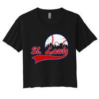 Vintage St. Louis City Downtown Skylines Baseball Fans Lover Women's Crop Top Tee