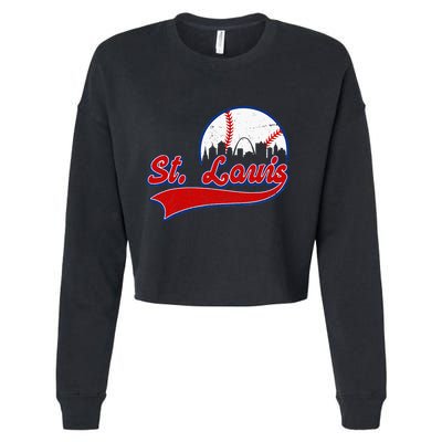 Vintage St. Louis City Downtown Skylines Baseball Fans Lover Cropped Pullover Crew